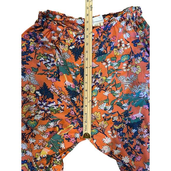Anthropologie Orange Floral Iris Harem Wide-Leg Pants Size S BohoChic Festival - Picture 6 of 8